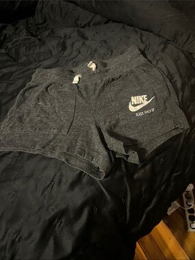 Nike Dark Gray Heather Lounge Shorts with White Logo